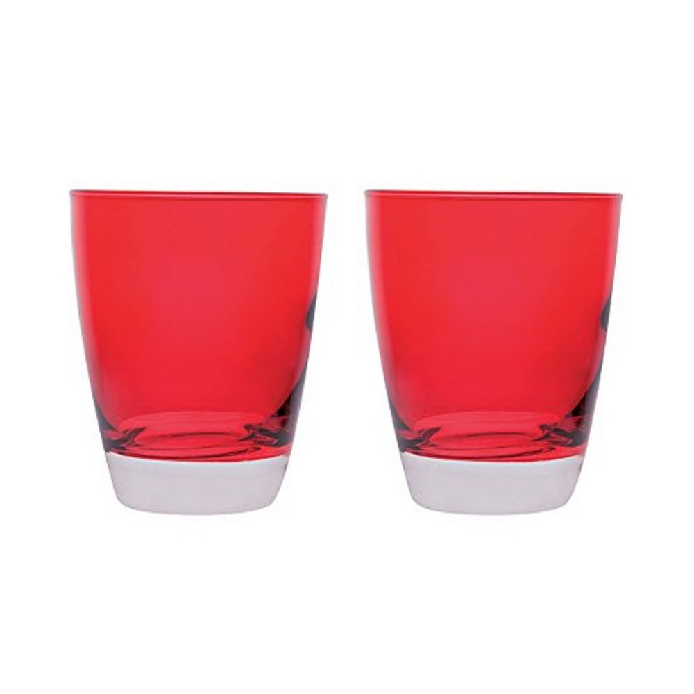 Bicchiere acqua vetro colorato serie Happy rosso cl 30 set 2 pezzi